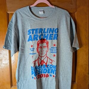 Sterling Archer Danger Zone President Gray Graphic T-Shirt NWOT